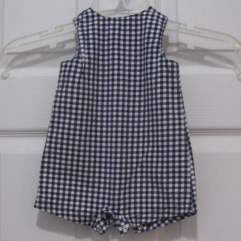 Adorable Gingham Overalls with Embroidered Red Crabs - Picture 5 of 5